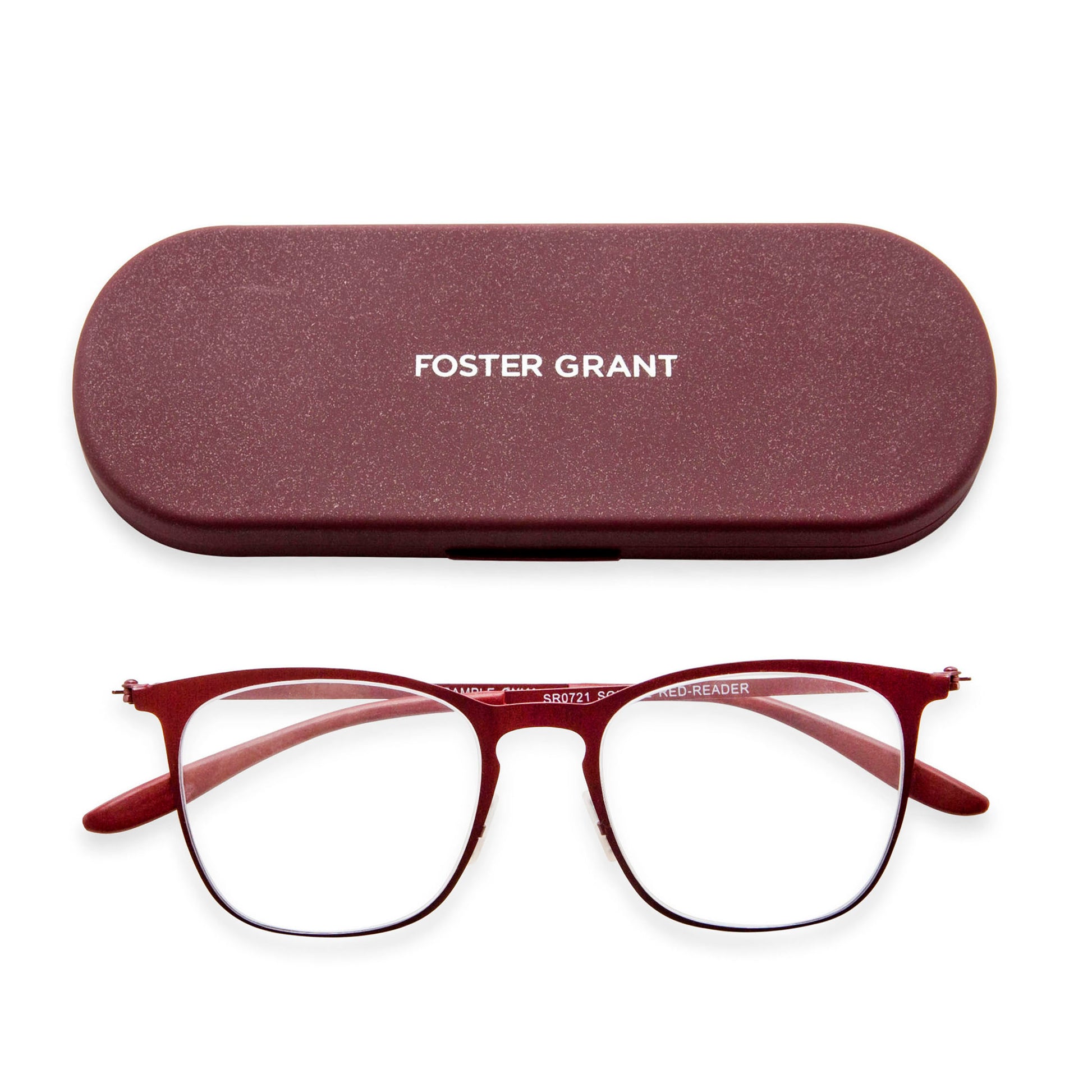 The Liam Super Flat Blue Light Glasses by Foster Grant® - Blue Light Reader - Unmagnified - Dark Red - Variant Link
