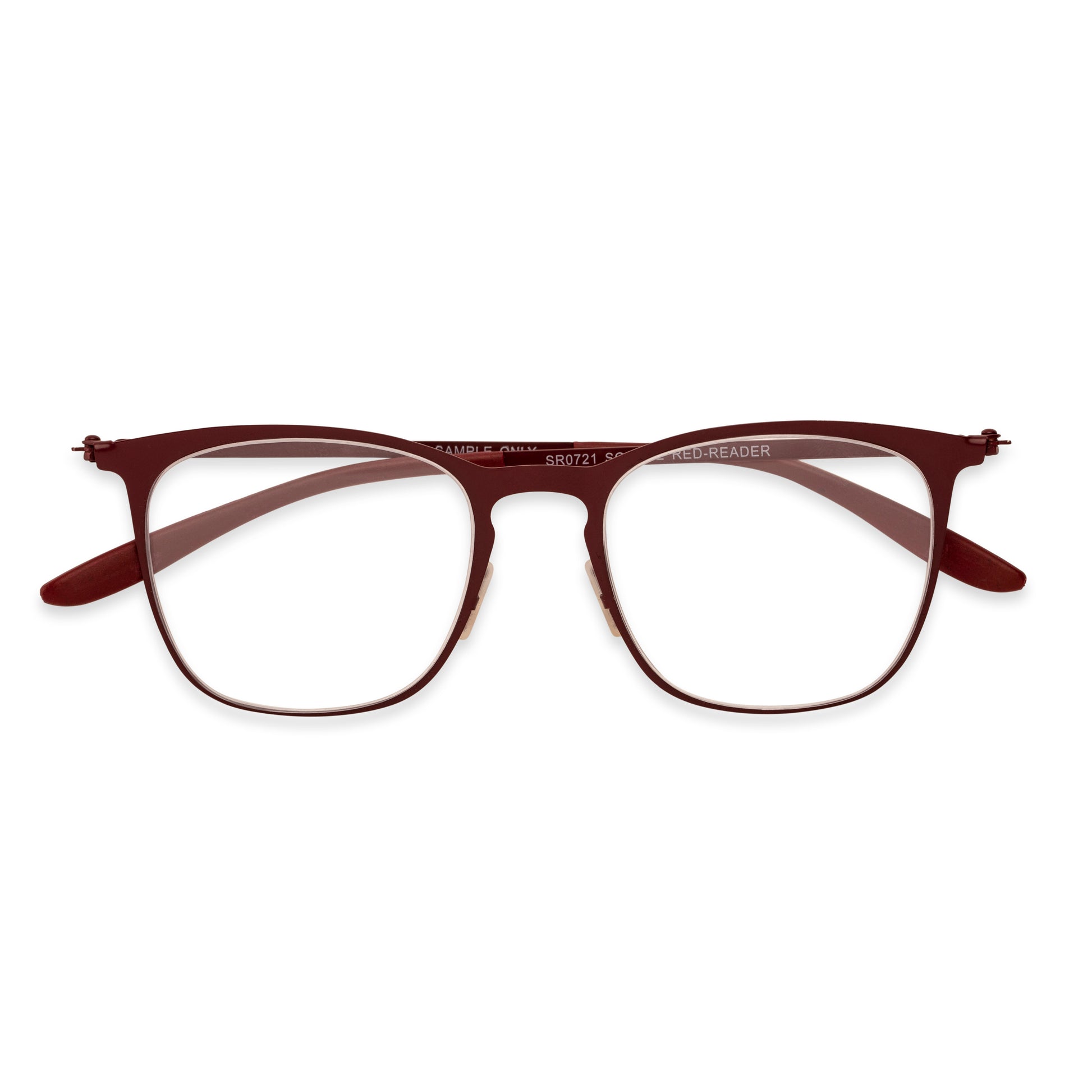 The Liam Super Flat Blue Light Glasses by Foster Grant® - Blue Light Reader - Unmagnified - Dark Red - Variant Link