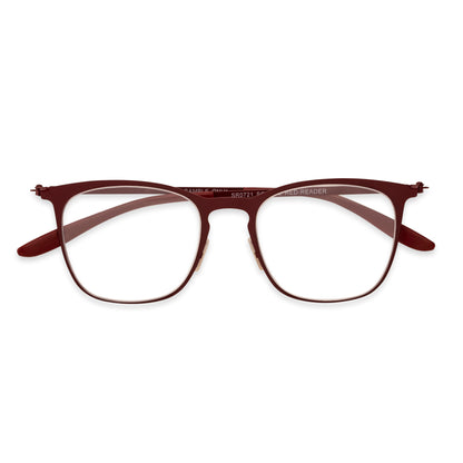 The Liam Super Flat Blue Light Glasses by Foster Grant® - Blue Light Reader - Unmagnified - Dark Red - Variant Link