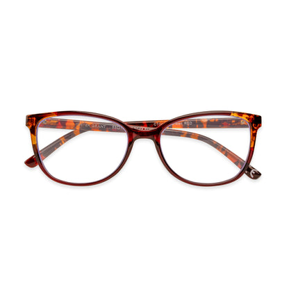 Karleen Pop of Power™ Bifocal Style Blue Light Readers - Blue Light Reader - Bifocal - Red/Tortoise - Variant Link
