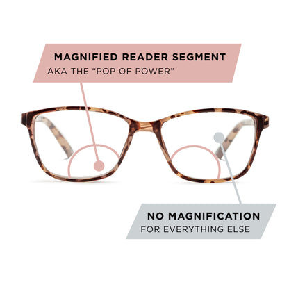The Margo Pop of Power® Blue Light Reader - Blue Light Reader - Bifocal - Light Tortoise - Variant Link