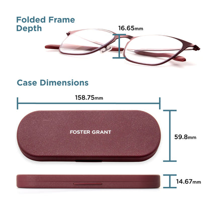 The Liam Super Flat Blue Light Glasses by Foster Grant® - Blue Light Reader - Unmagnified - Dark Red - Variant Link