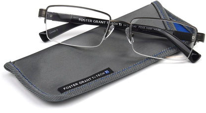 Ti-Tech Dark Gunmetal Semi-Rimless - Reader - Fully Magnified - Gunmetal - Variant Link
