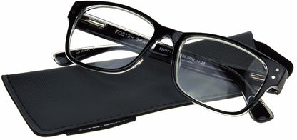 Tristan Pop of Power™ Bifocal Style Blue Light Readers - Blue Light Reader - Bifocal - Black/Clear - Variant Link
